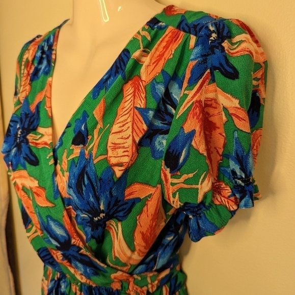 ZARA tropical floral print wrap dress xs - Picture 7 of 16